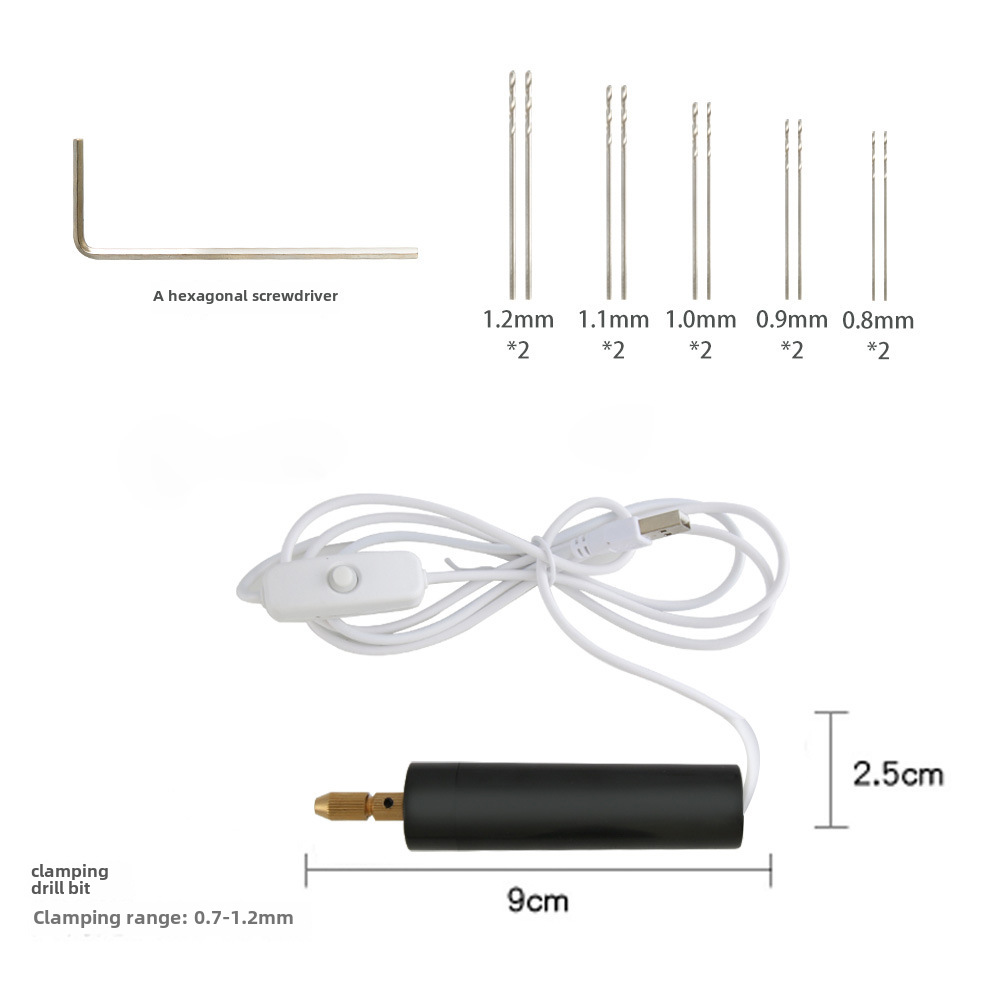 Mini-elektrobohrerstift, Format 90x25mm, Usb-betrieben, 1,5m Standardklemme Für Perlen Und Bastelarbeiten