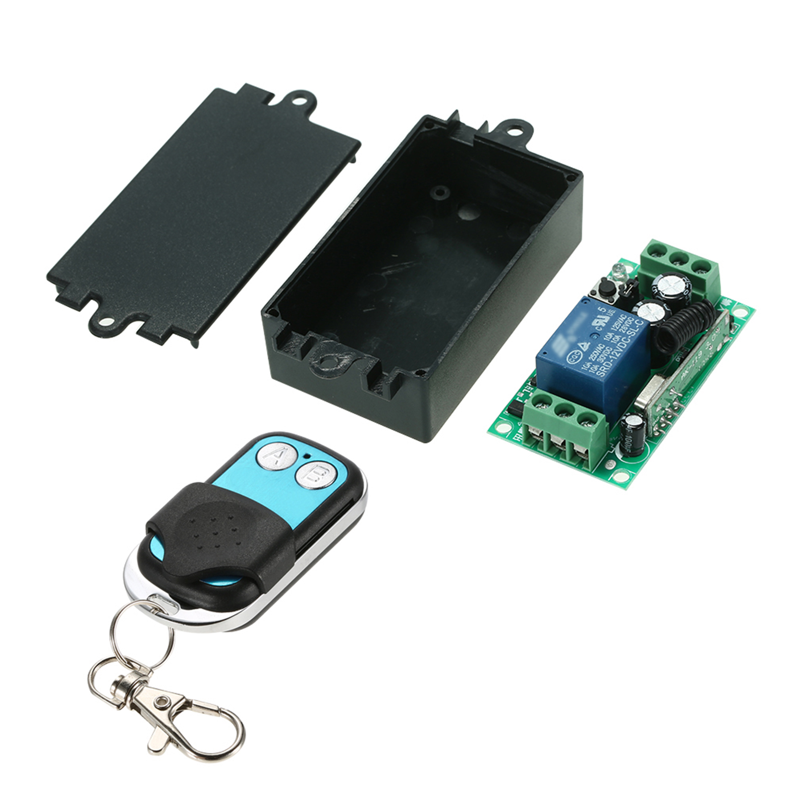 Universelles Drahtloses Fernbedienungsempfängermodul 433 Mhz 12 V Dc 1 Kanal 10 A Mit Relais Und 2-tasten-rf-sender (1527 Chip) Für Die Hausautomation.