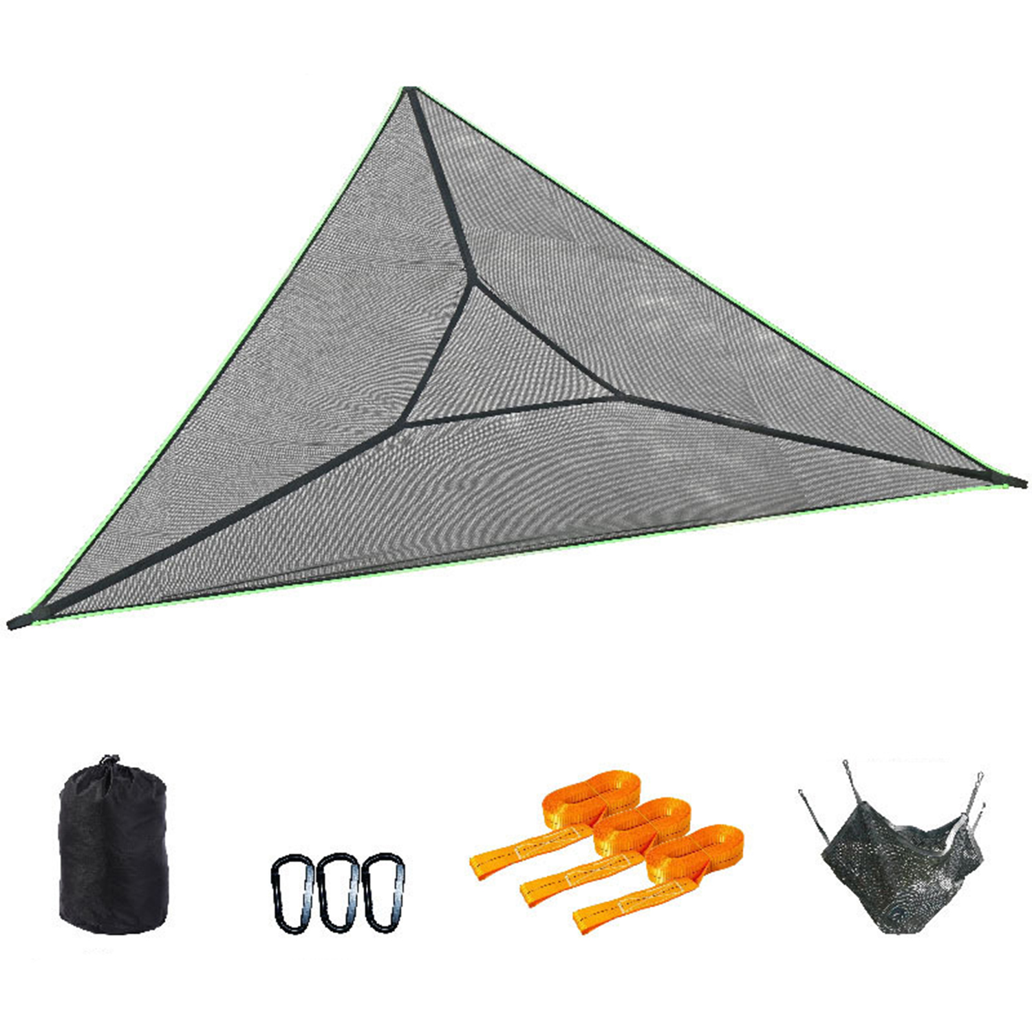 Dreieckige Hängematte 280x280x280 Cm Aus Reißfestem Material Für Camping, 3 X 3 M Gurte, 3 Schnallen, Zum Aufhängen Beim Wandern Und Für Naturerlebnisse
