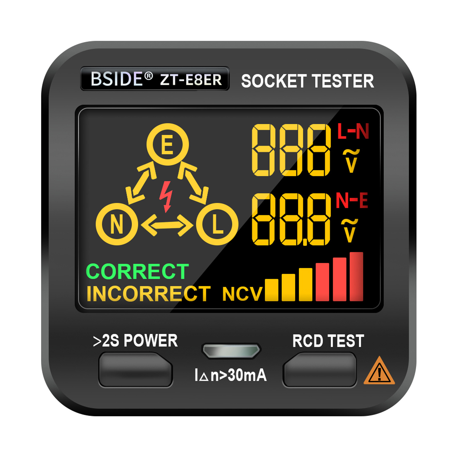 Steckdosentester, Digitales Lcd-display Mit Ncv-, Rcd- Und Polaritätsprüfung, Spannungsdetektor, Geeignet Für Den Einsatz Zu Hause Und In Schulen