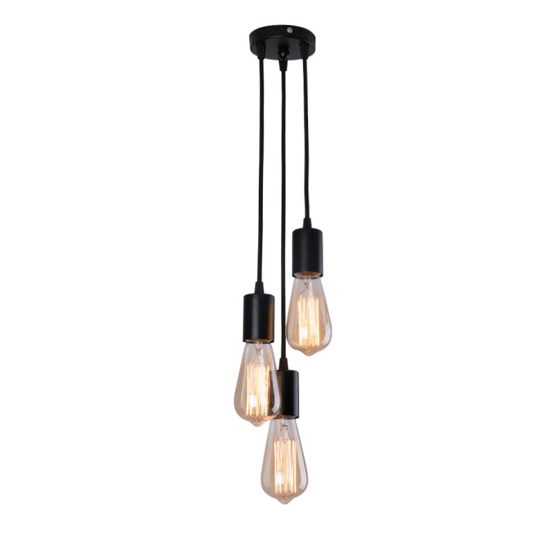 Goeco Industrie- Und Vintage-kronleuchter, 3 Fassungen, Pendelleuchte Für Wohnzimmer, Schlafzimmer, Esszimmer, Büro, Bar, Café, Schwarz, E27-fassung