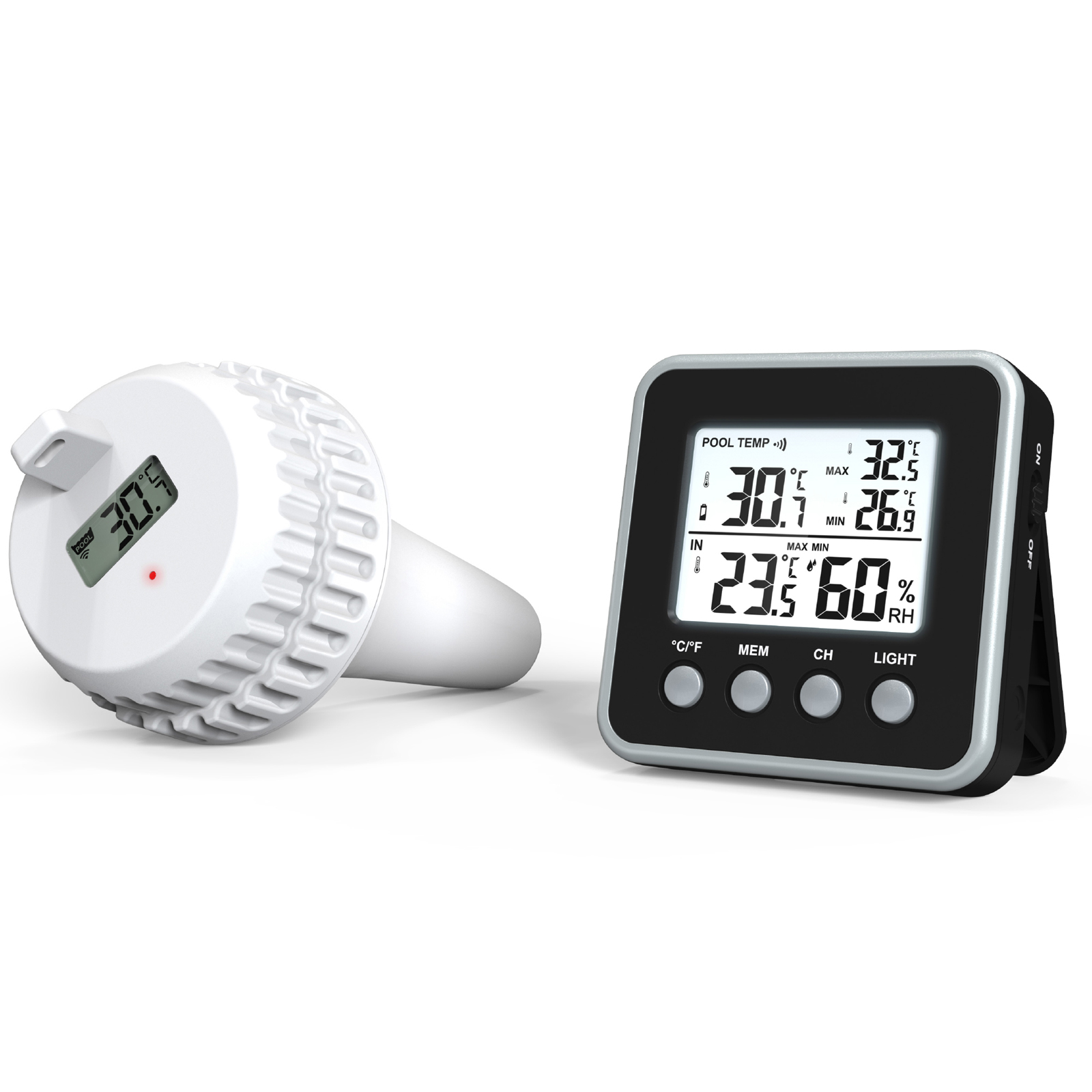 Kabelloses Schwimmthermometer Für Schwimmbecken, Wasserdicht (ip68), Reichweite 150 M, Digitales Lcd-display, Umrechnung Von °c In °f, Geeignet Für Spa, Whirlpool, Aquarium Und Teich
