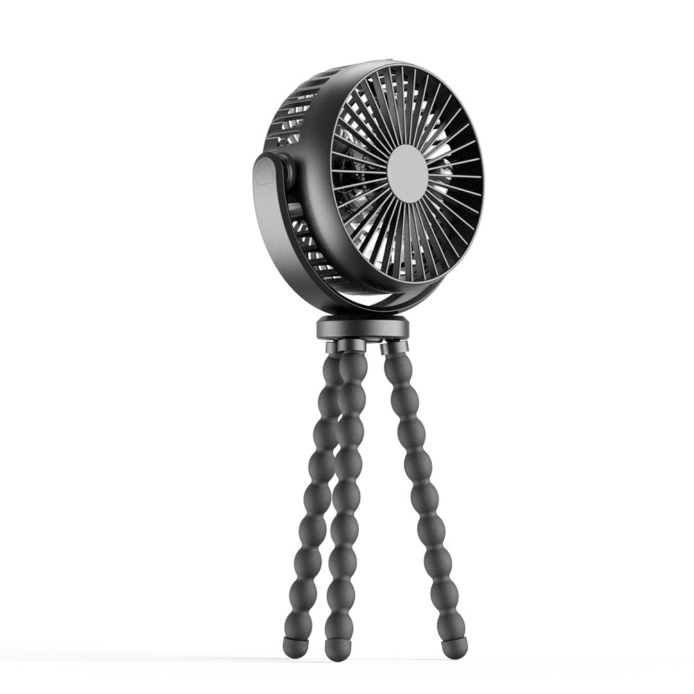 Wiederaufladbarer, Leiser Und Tragbarer Ventilator Mit 4000 Mah Kapazität Und Flexiblen Füßen Für Kinderwagen, Büro Und Camping