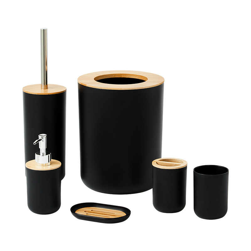 6-teiliges Schwarzes Wc-set Für Kleine Badezimmer