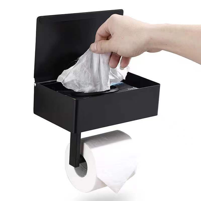 Schwarzer Toilettenpapierhalter Aus Edelstahl Mit Wandmontiertem Toilettenpapierspender – Kein Bohren Erforderlich – Toilettenpapierhalter Mit Auswurfsicherung
