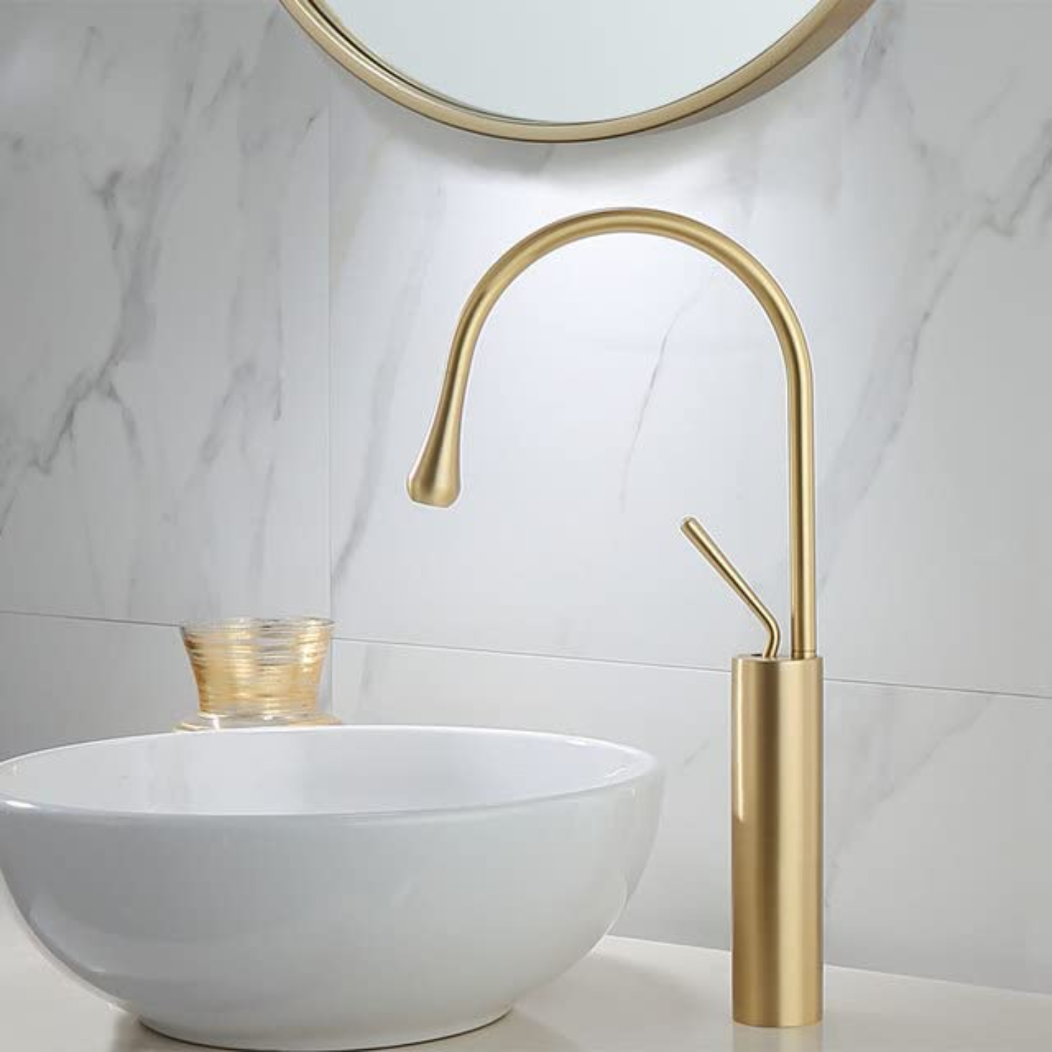 Waschtischarmatur Aus Gold-schwarzem Messing, Keramikkartusche, 1-loch, Für Badezimmer