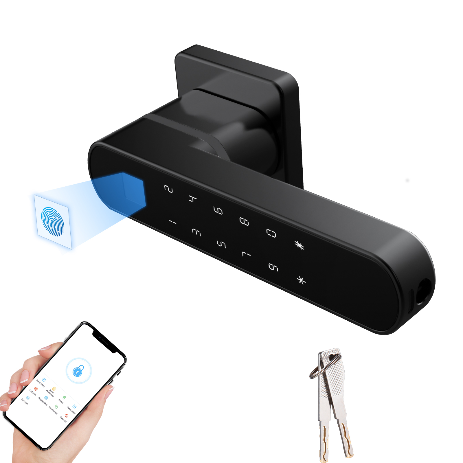 Smart Lock 4-in-1 Türgriff Für Tuya – Schlüsselloser Zugang Per Fingerabdruck In 0,5 Sekunden Für Wohnungstüren