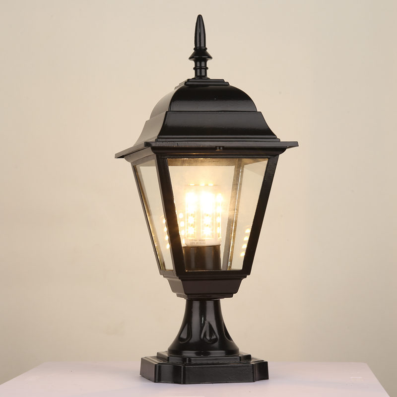 Europäische Außenwandleuchte Für Hof, Haus, Balkon Oder Flur, Schlichtes Amerikanisches Design (netzbetrieben, Schwarzes Klarglas)