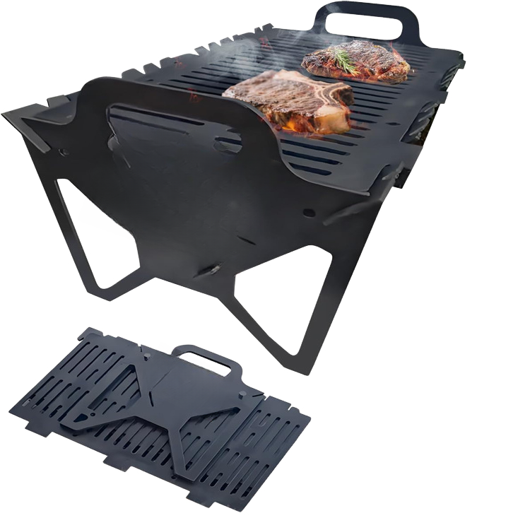 Tragbarer Klappgrill (dickes Stahlblech, Werkzeugloser Aufbau, Ideal Für Camping Und Picknicks), Kleine Größe 40 X 22,5 X 24 Cm