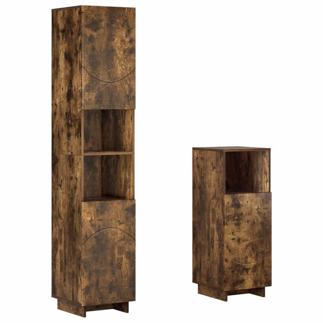 Badezimmerschrank-set 2 Stk. Raucheiche Holzwerkstoff Vidaxl
