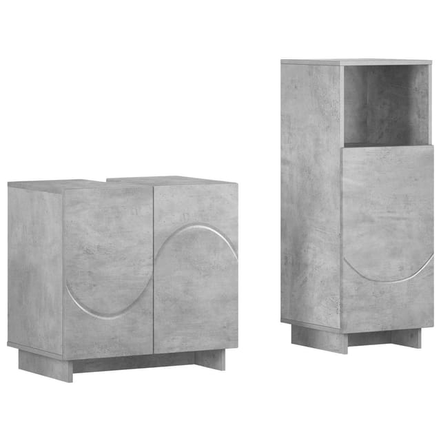 Badezimmerschrank-set 2 Stk. Betongrau Holzwerkstoff Vidaxl