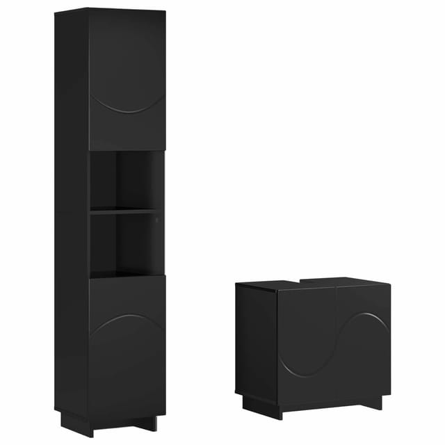 Badezimmerschrank-set 2 Stk. Schwarz Holzwerkstoff Vidaxl