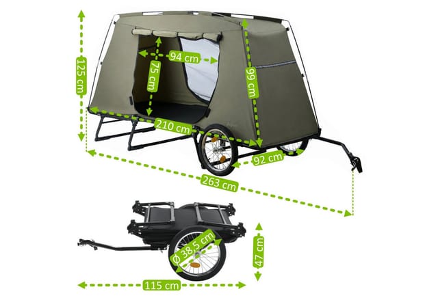 Zelsius Fahrrad Zeltanhänger Mit Kupplung, Fahrradanhänger Klappbar, Zeltbett