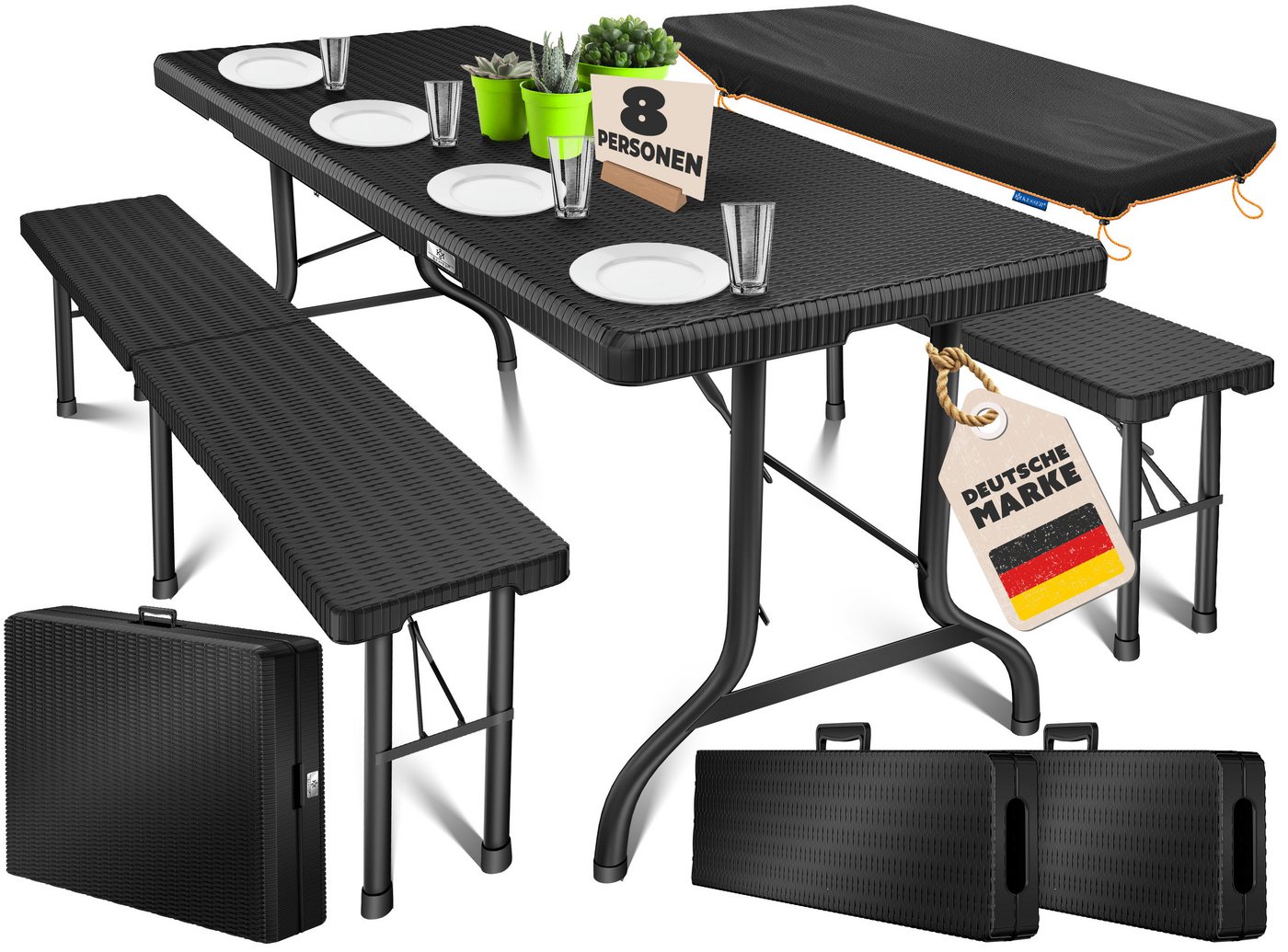 Bierbank Set 3 Tlg Mit Robbenet Und Tisch Metall Bild 2