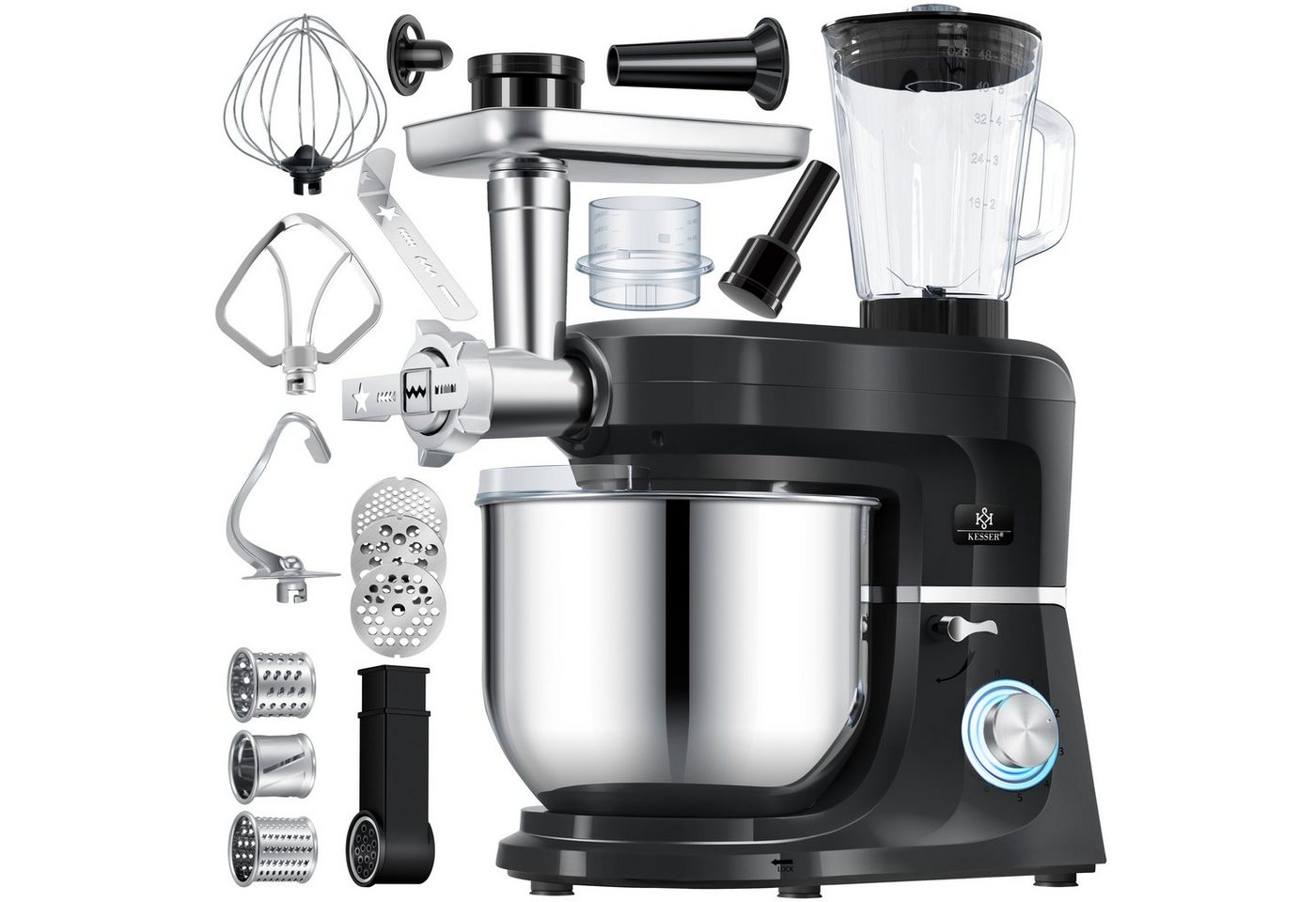 Kesser® 3in1 Küchenmaschine K-km 3000 Mit Fleischwolf & Entsafter – Küchenmaschine Premium K-km 3000
