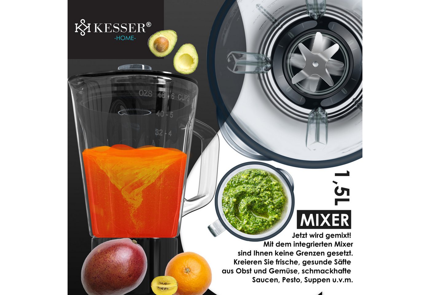 Kesser® 3in1 Küchenmaschine K-km 3000 Mit Fleischwolf & Entsafter – Küchenmaschine Premium K-km 3000 Bild 2
