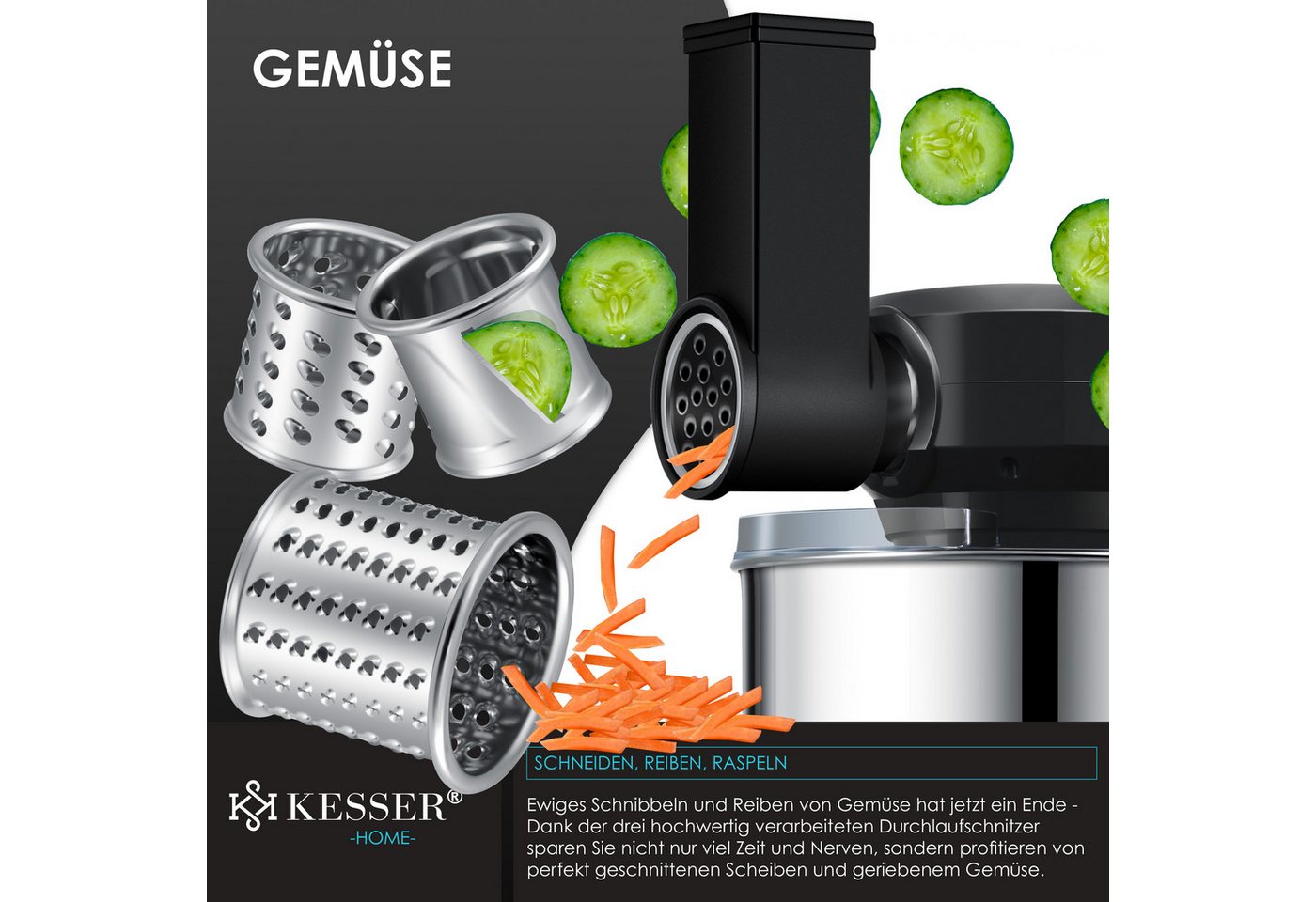 Kesser® 3in1 Küchenmaschine K-km 3000 Mit Fleischwolf & Entsafter – Küchenmaschine Premium K-km 3000 Bild 4