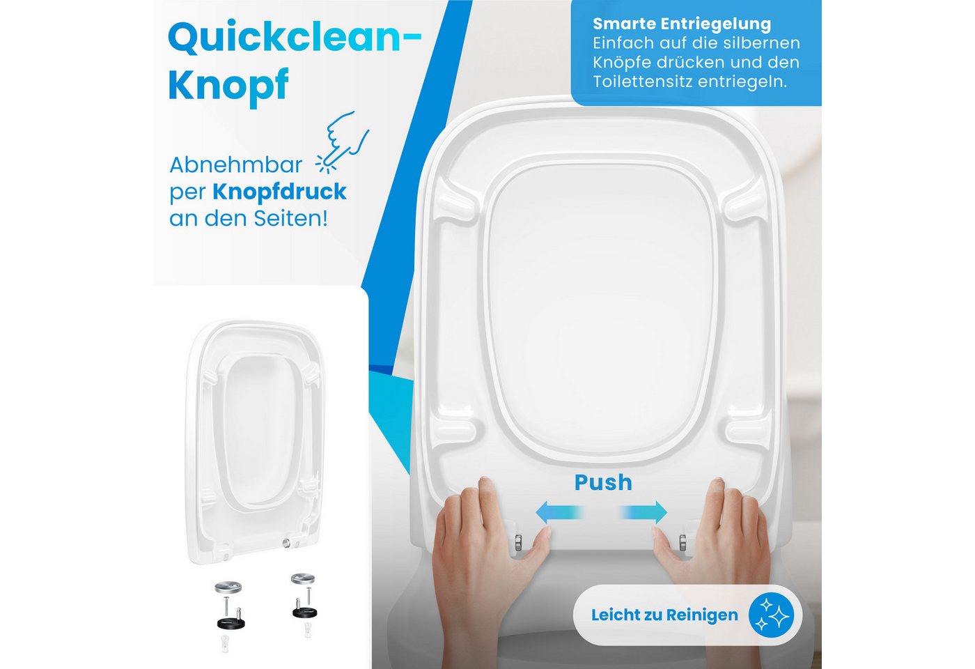 Kesser® Wc Sitz Toilettendeckel Duroplast, Absenkautomatik & Softclose, Edelstahl – Wc Sitz E-form Bild 2