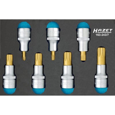 Steckschlüssel-Einsätze-Satz 163-243/7, 1/2", für XZN M6-M18, 7-teilig