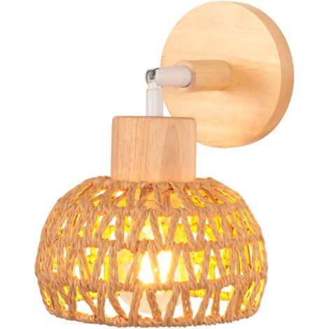 15 Cm Große Wandleuchte Für Den Innenbereich, Verstellbare Retro-wandlampe Aus Holz Und Rattan, E27-fassung, Vintage-wandleuchte Für Wohn- Und Schlafzimmer
