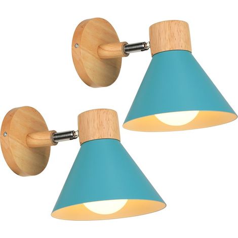 (2x) Retro-wandleuchte Aus Metall Mit E27-fassung Im Vintage-stil Für Wohnzimmer, Schlafzimmer Und Badezimmer (blau)