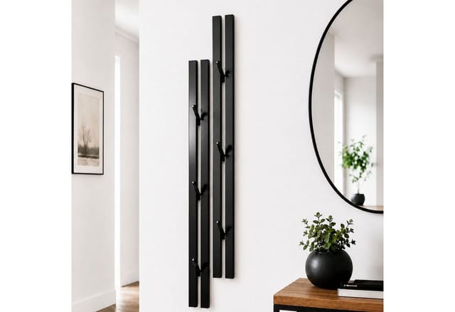 Dandibo Wandgarderobe Schwarz Metall 2er Set Modern 96779 Garderobe Wand Mit Haken Garderobenleiste Hakenleiste Garderobenhaken