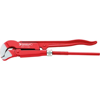 S-Maul-Rohrzange Größe 1.1/2 L.440mm max.60mm poliert Kopf + Griffe rot