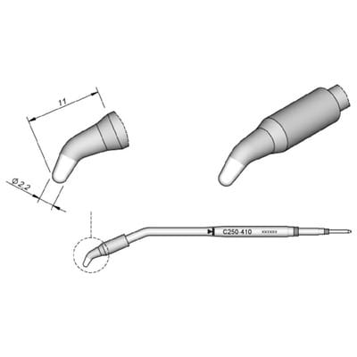 Lötspitze Serie C250, Rundform, C250410/ø2,2mm, gebogen