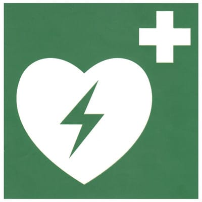 Hinweisschild Automatisierter Externer Defibrillator (AED), 15 x 15cm