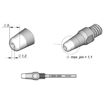 Entlötspitze Serie C560 für Pin, C560009/ø1,3mm, 5,0mm, Pincleaning