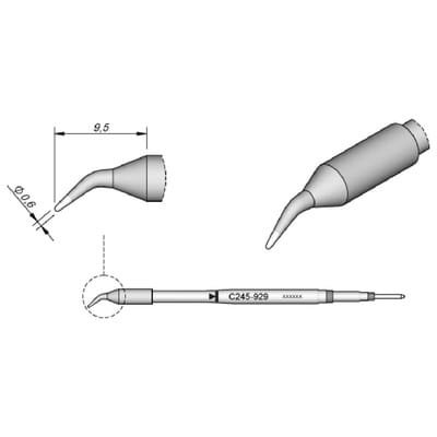 Lötspitze Serie C245, Rundform, C245929/ø0,6mm, gebogen