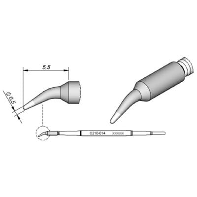Lötspitze Serie C210, Rundform, C210014/ø0,5mm, gebogen