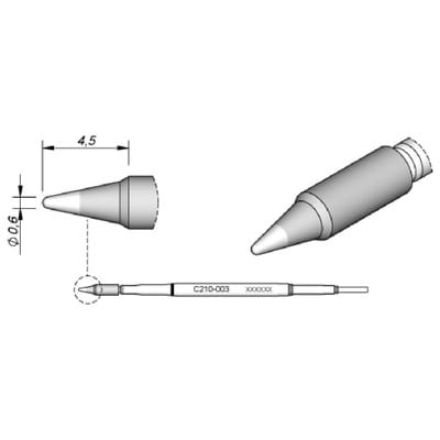 Lötspitze Serie C210, Rundform, C210003/ø0,6mm, gerade