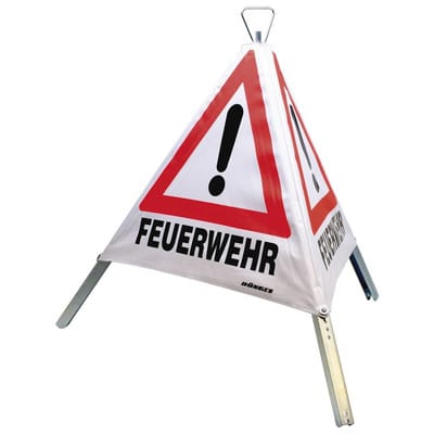 Faltsignal, 900mm, Tagesleuchtfarbe, 3 x Feuerwehr