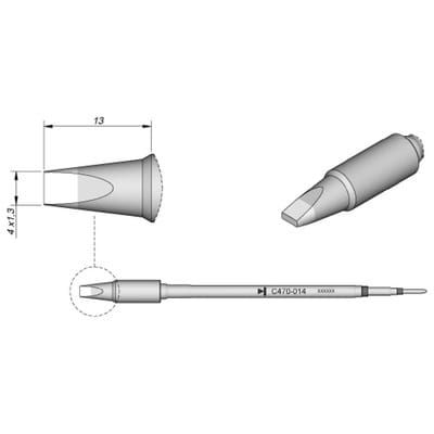 Lötspitze Serie C470, Meißelform, C470014/4,0 x 1,3mm, meißelförmig