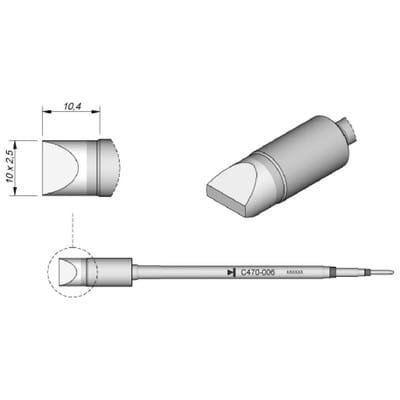 Lötspitze Serie C470, Meißelform, C470006/10 x 2,5mm, gerade