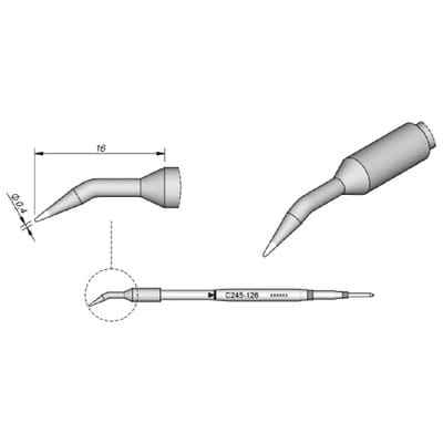 Lötspitze Serie C245, Rundform, C245126/ø0,4mm, gebogen
