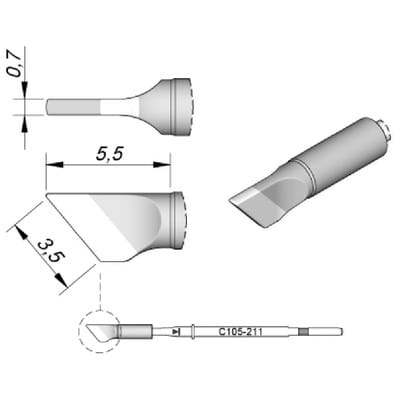 Lötspitze Serie C105, Klingenform, C105211/3,5 x 0,7mm, High Thermal