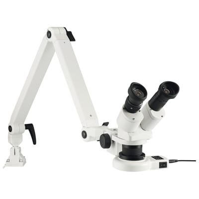 Stereomikroskop mit LED-Ringbeleuchtung, mit Federgelenkarm