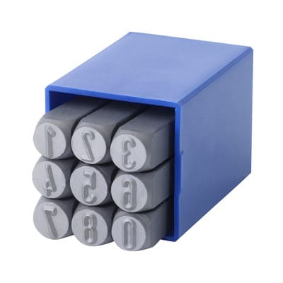 Handschlagstempelsatz rund, 9-teilig, Zahlen 0-9, Schrifthöhe 10mm