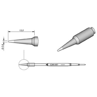 Lötspitze Serie C245, Rundform, C245957/ø0,8mm, gerade