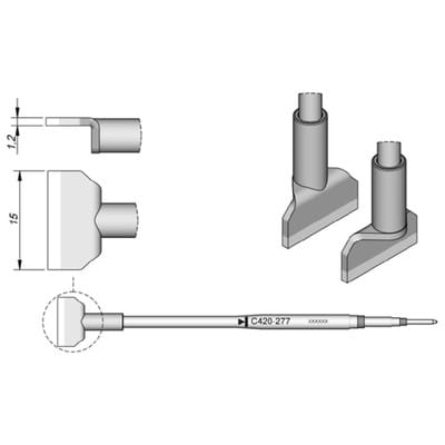 Lötspitze Serie C420, C420277/15,0mm, für Dual-In-Line-IC
