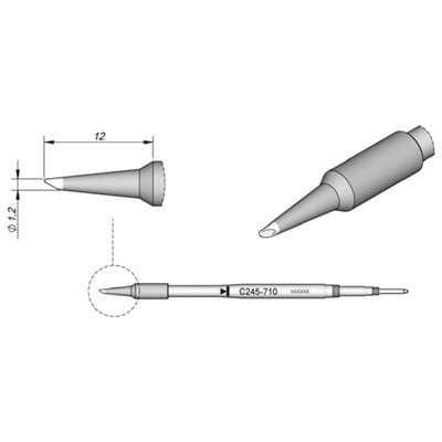 Lötspitze Serie C245, Rundform, C245710/ø1,2mm, abgeschrägt