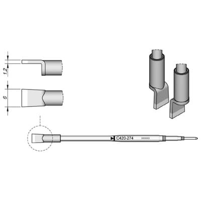 Lötspitze Serie C420, C420274/6,0mm, für Dual-In-Line-IC