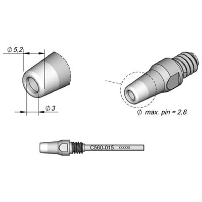 Entlötspitze Serie C560 für Pin, C560015/ø3,0mm, 5,2mm, Pincleaning
