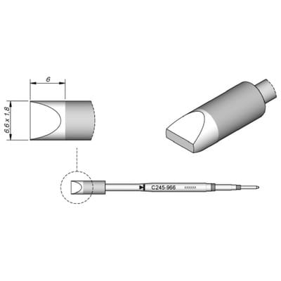 Lötspitze Serie C245 Meißelform, C245966/6,6 x 1,8mm, gerade