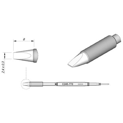 Lötspitze Serie C245 Meißelform, C245770/2,4 x 0,3mm, gerade, High Thermal
