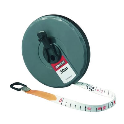 Rollbandmaß mit Haken, 30 m, Bandbreite 14mm