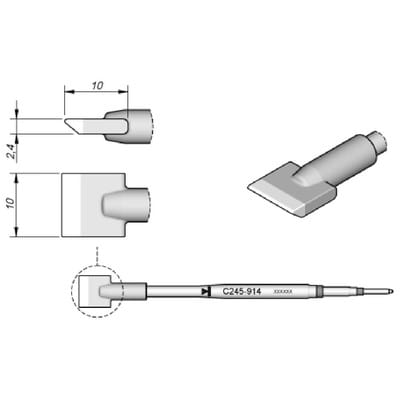 Lötspitze Serie C245 Klingenform, C245914/10,0mm, angewinkelt