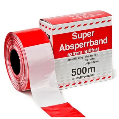 Absperrband, Polizeiabsperrung, rot/weiß, 500 m